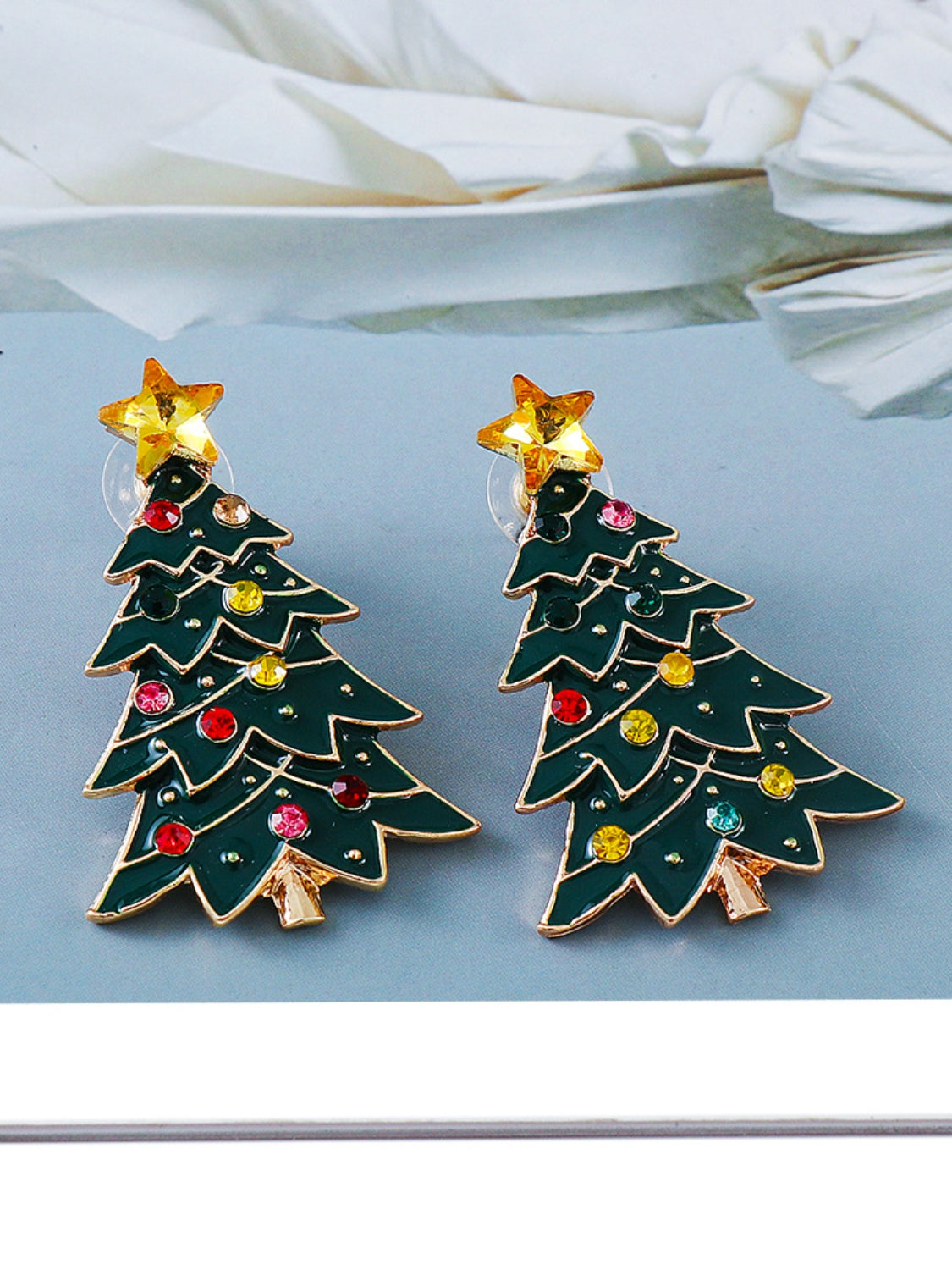 Christmas Tree Rhinestone Earrings