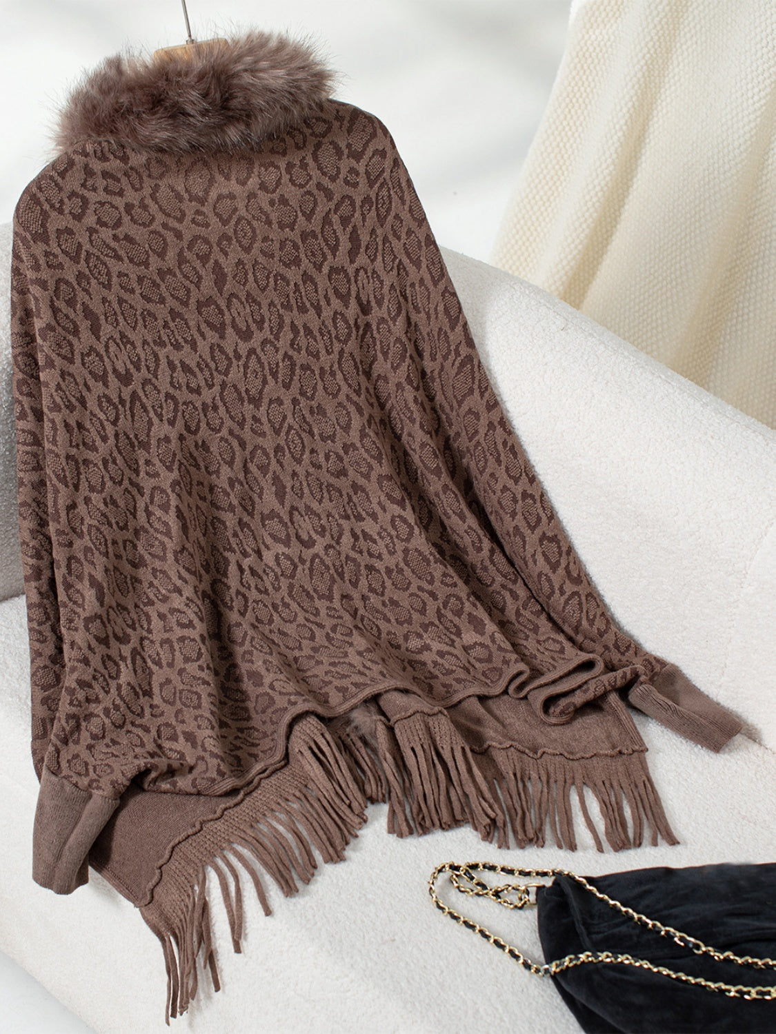 Fringe Leopard Poncho