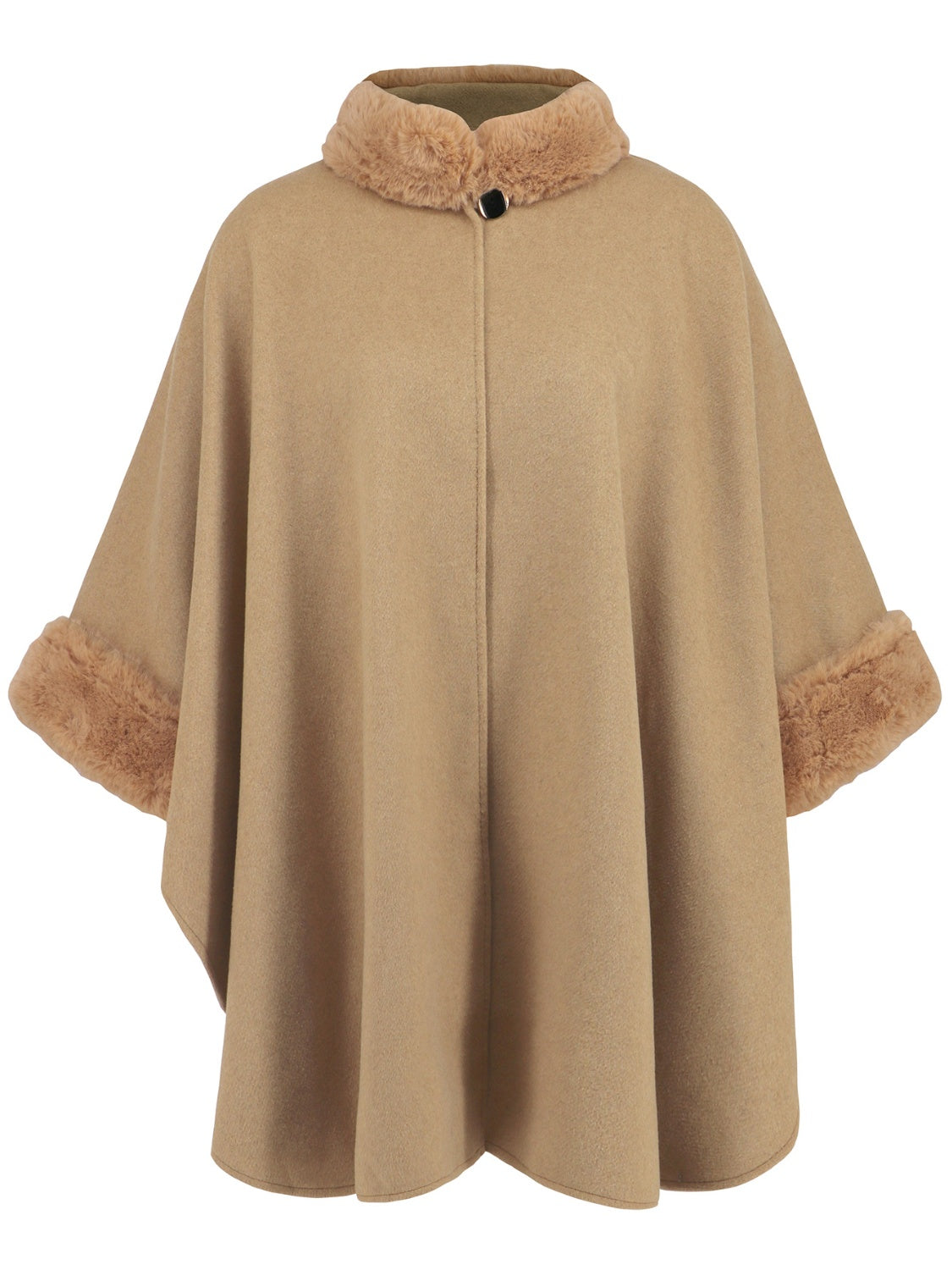 Fuzzy Trim Poncho