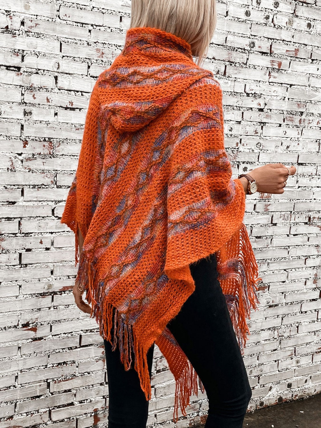 Fringe Hooded Poncho