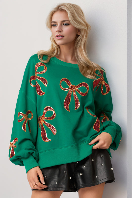 Christmas Bow Sequin Sweatshirt