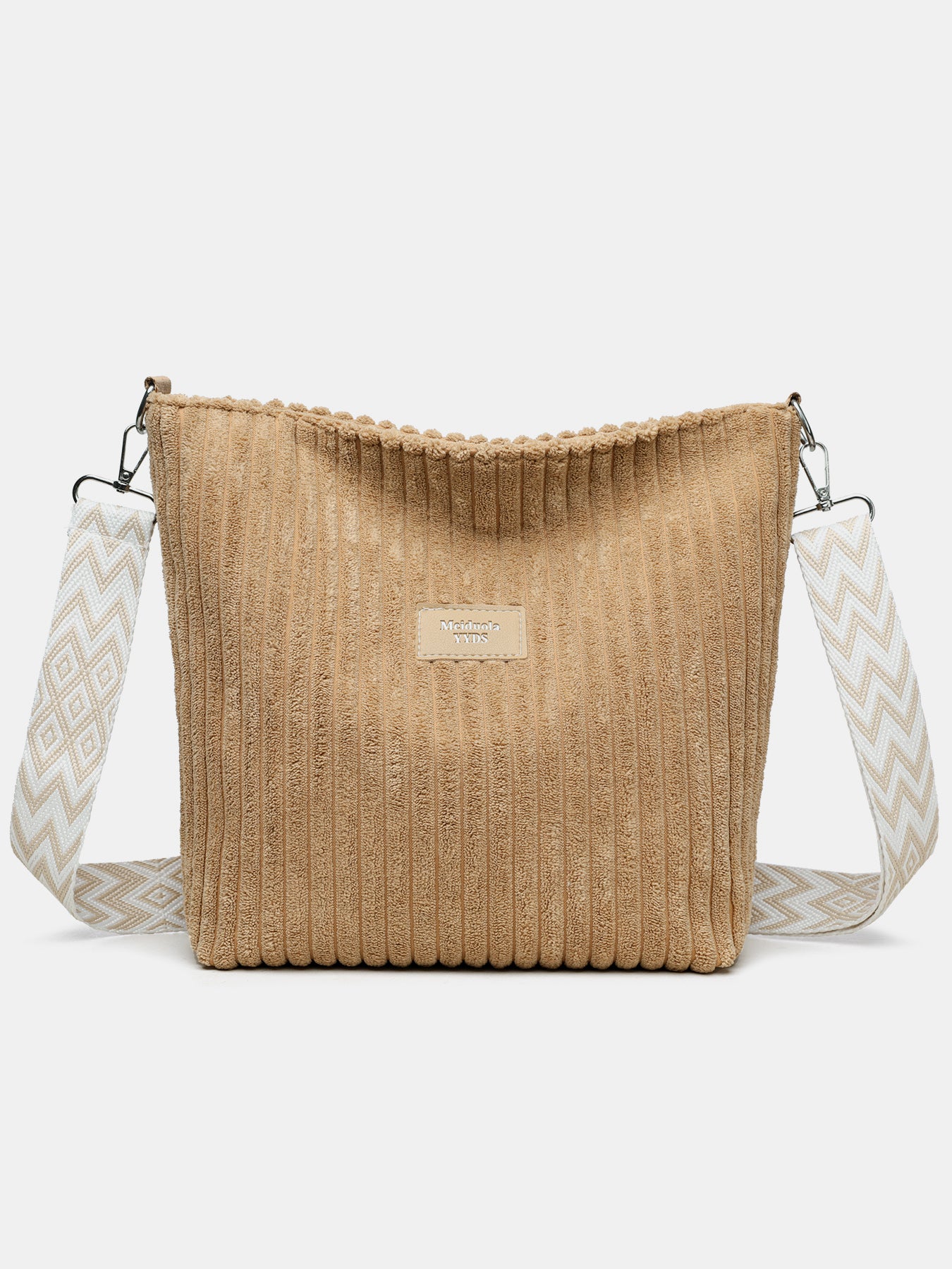 Corduroy Crossbody Bag with Removable Strap