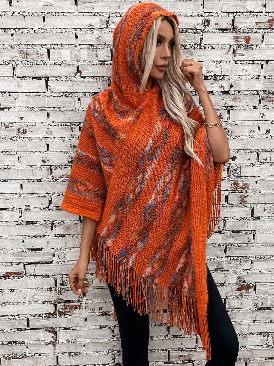 Fringe Hooded Poncho