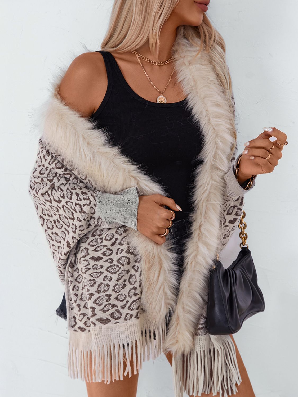 Fringe Leopard Poncho