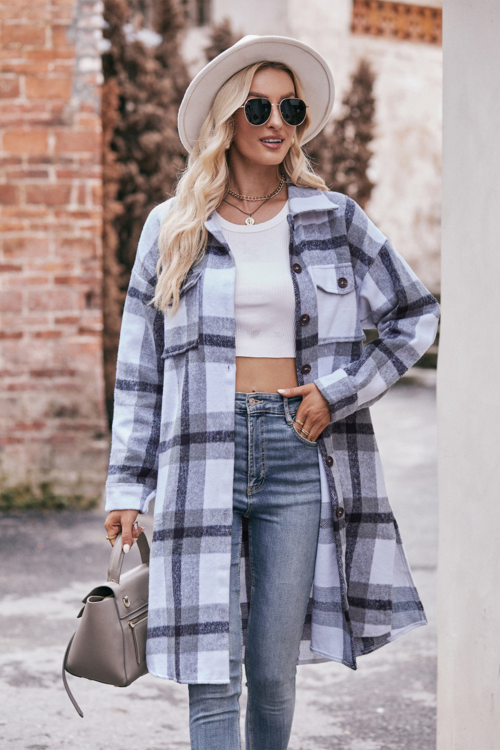 Plaid Longline Jacket