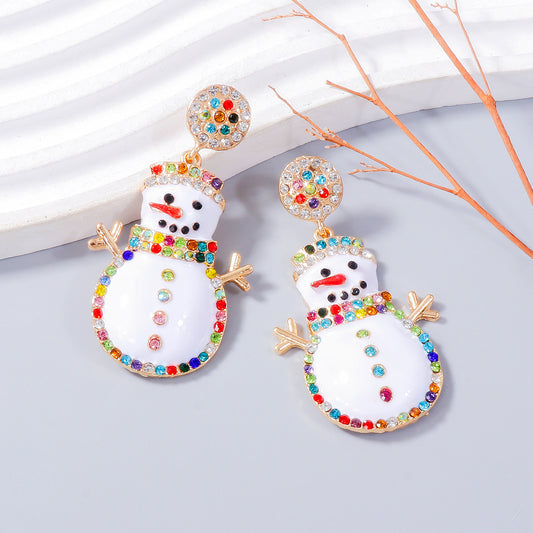 Snowman Rhinestone Earrings