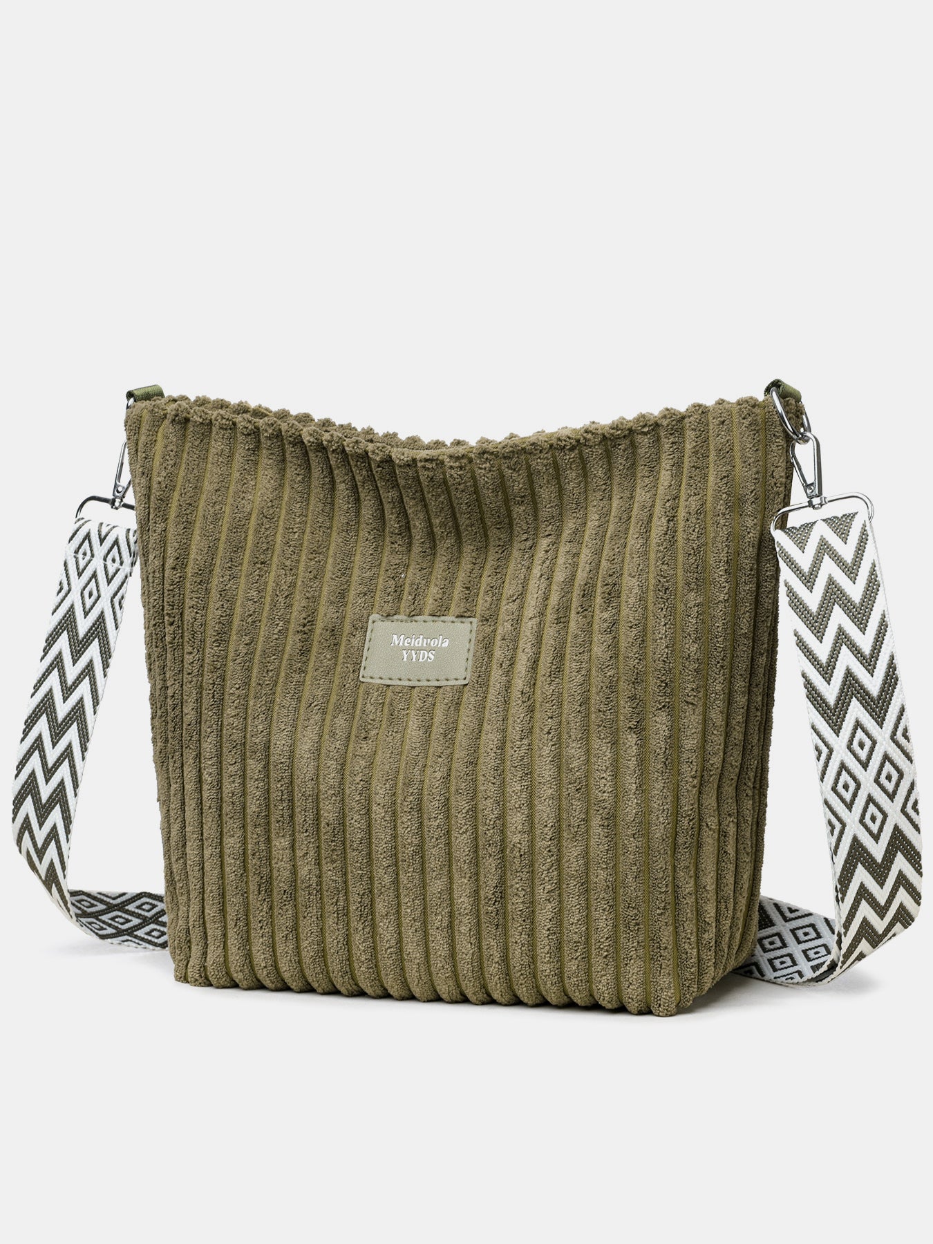 Corduroy Crossbody Bag with Removable Strap