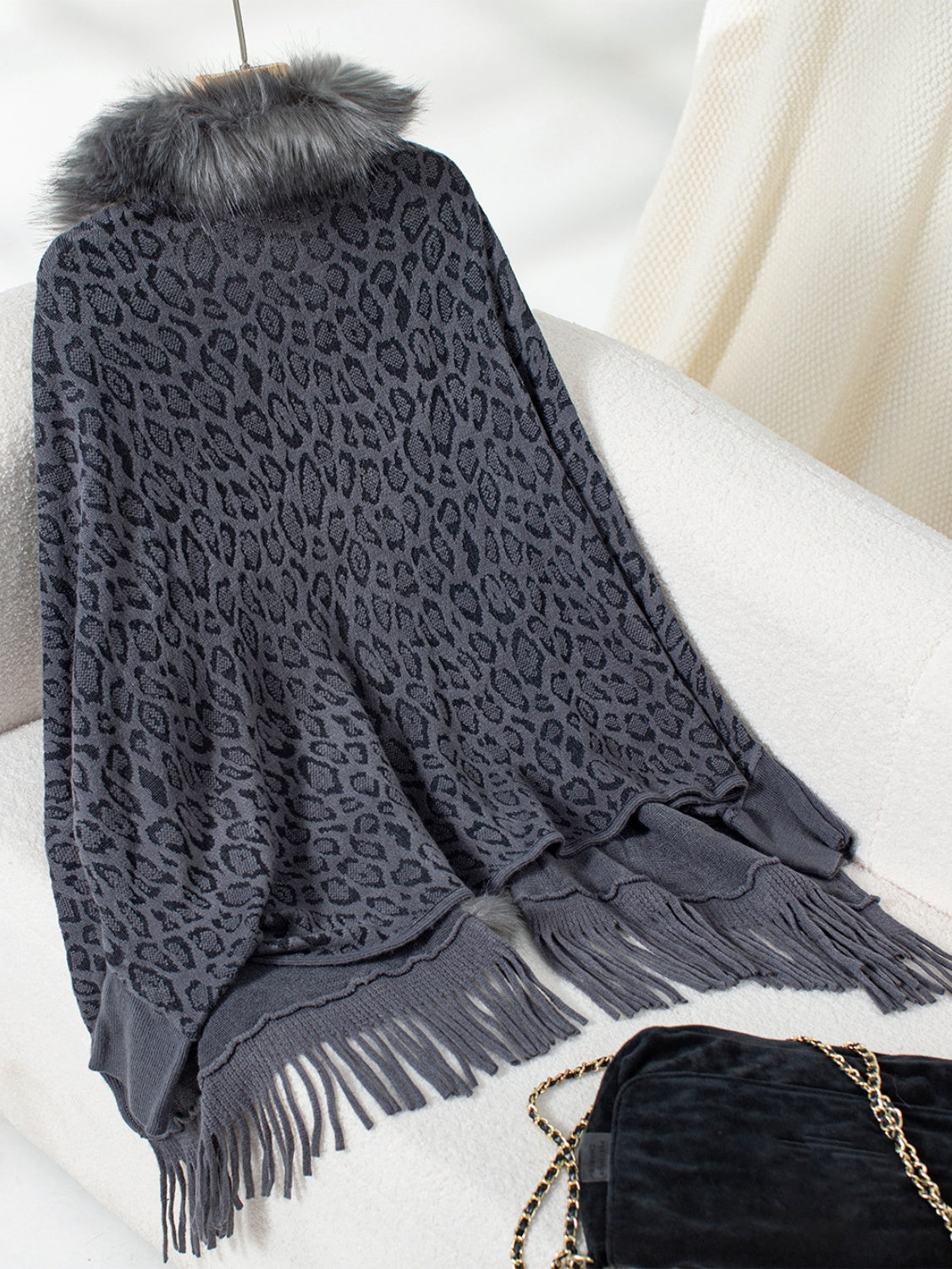 Fringe Leopard Poncho