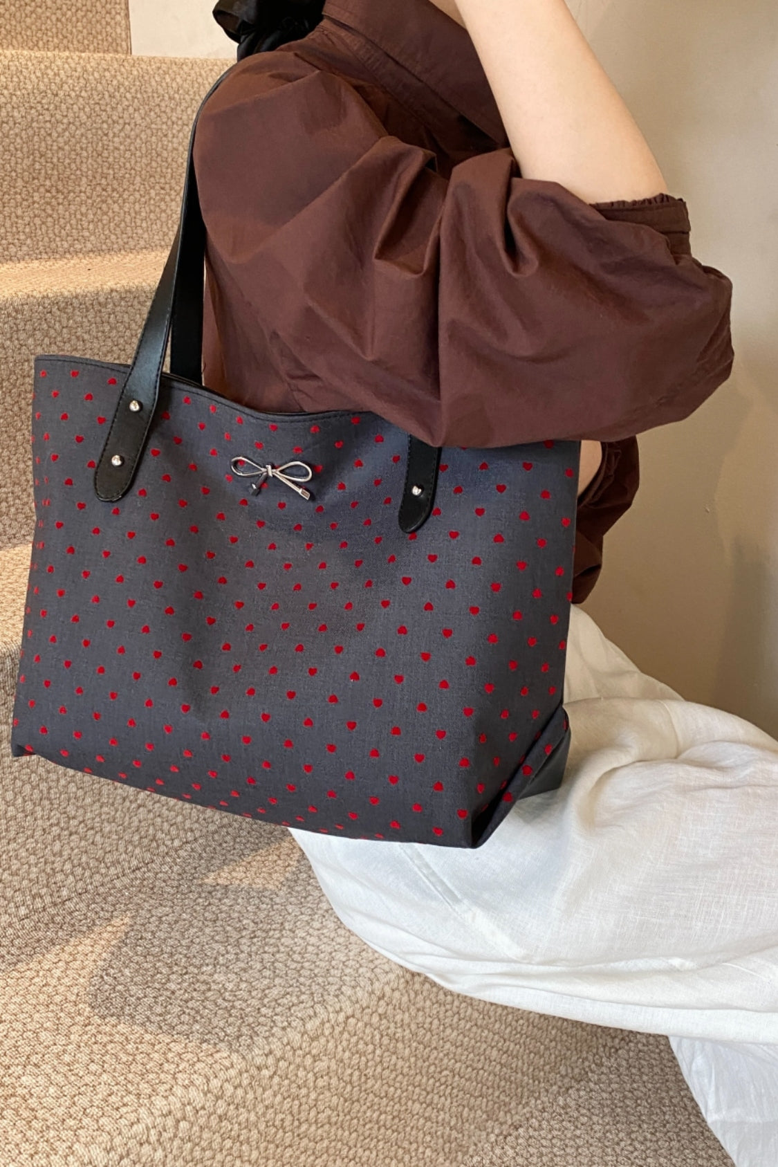 Bow Polka Dot Tote Bag