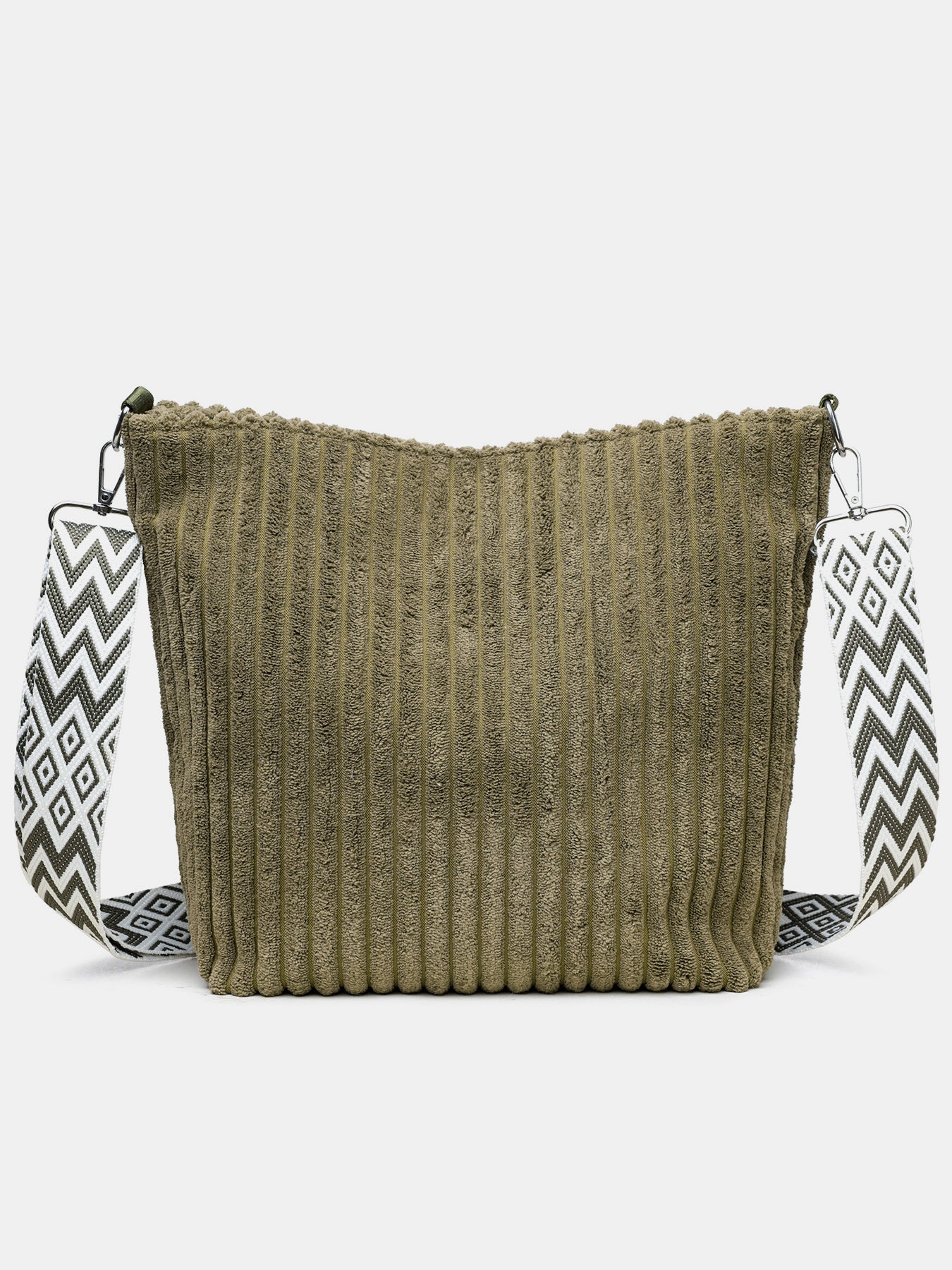 Corduroy Crossbody Bag with Removable Strap