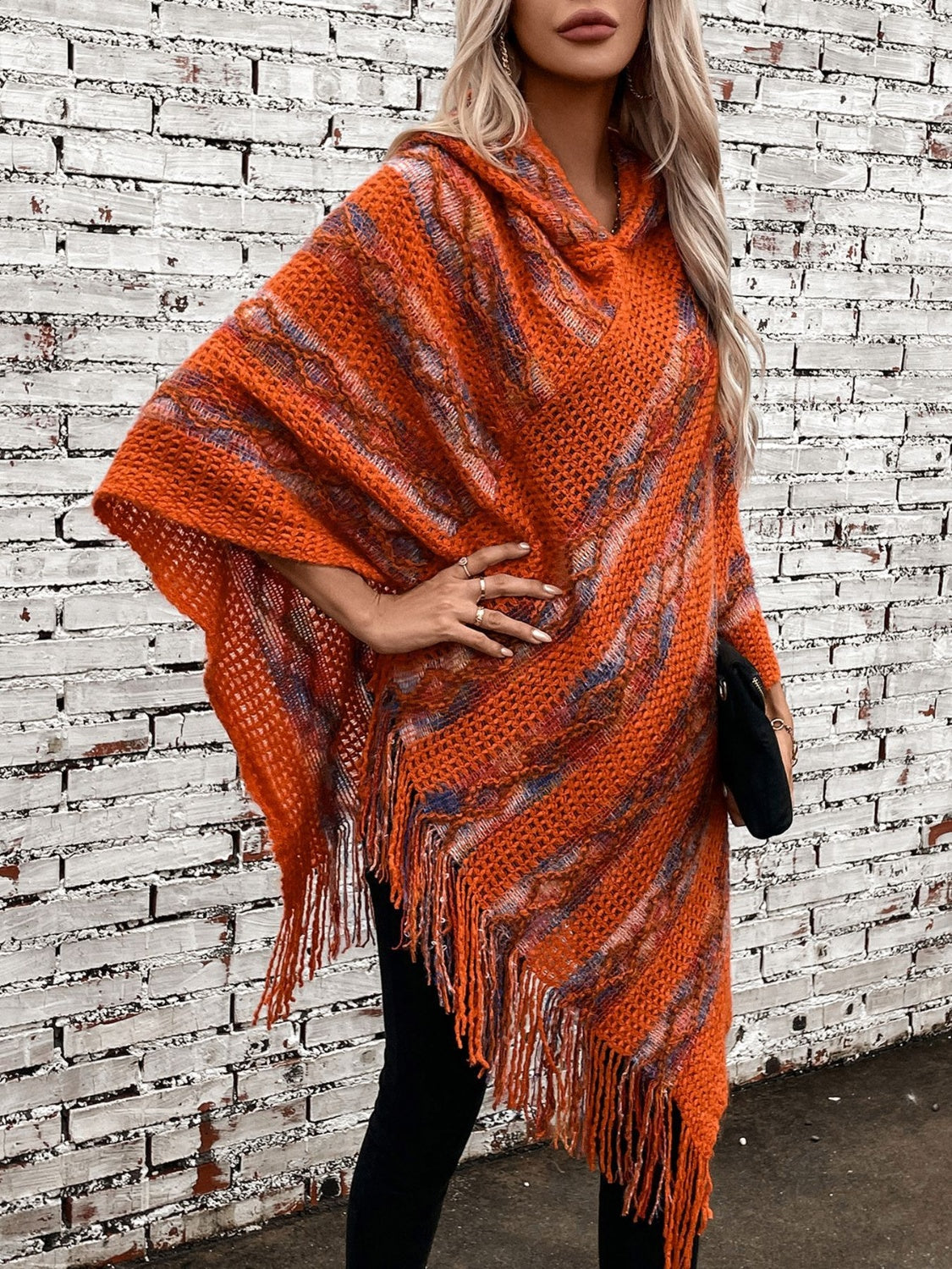 Fringe Hooded Poncho