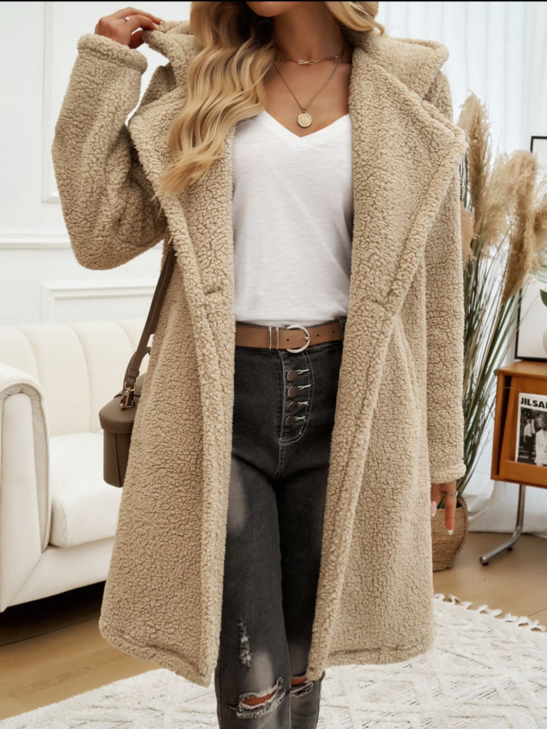 Soft and Fuzzy Pocketed Hooded Teddy Coat