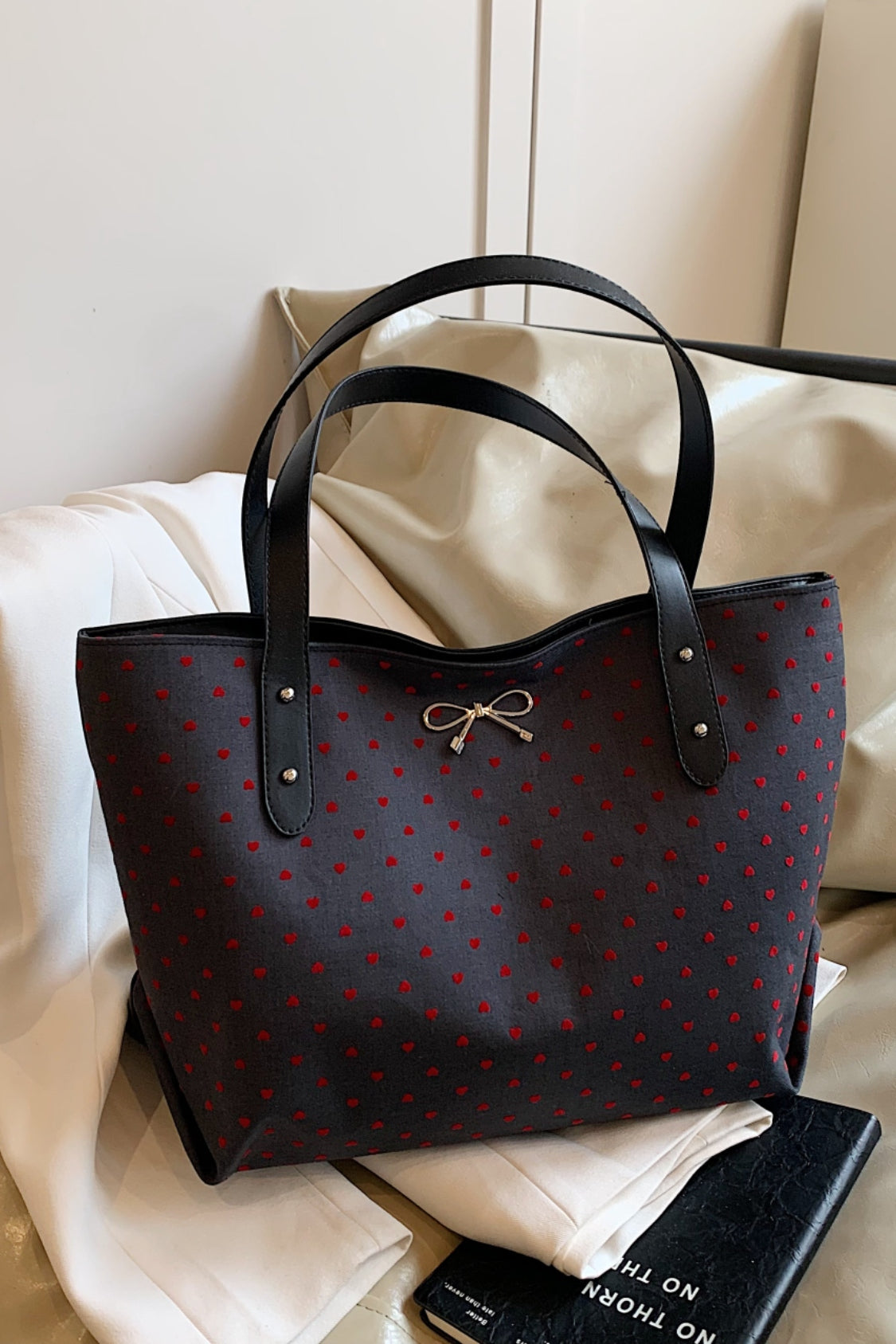 Bow Polka Dot Tote Bag