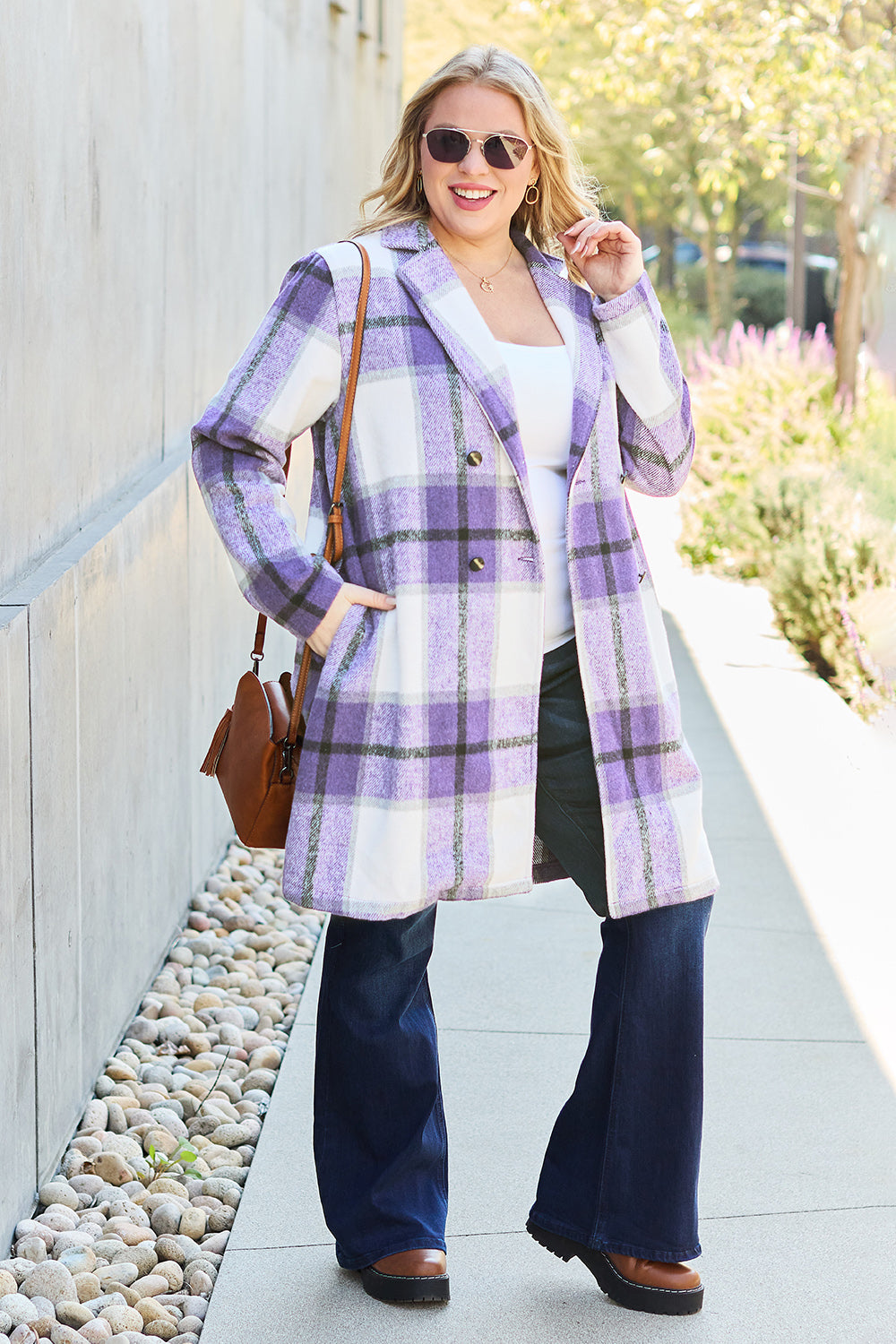 Fall-sational Plaid Button Up Lapel Collar Coat