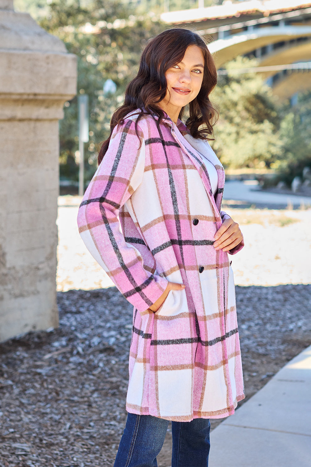 Fall-sational Plaid Button Up Lapel Collar Coat