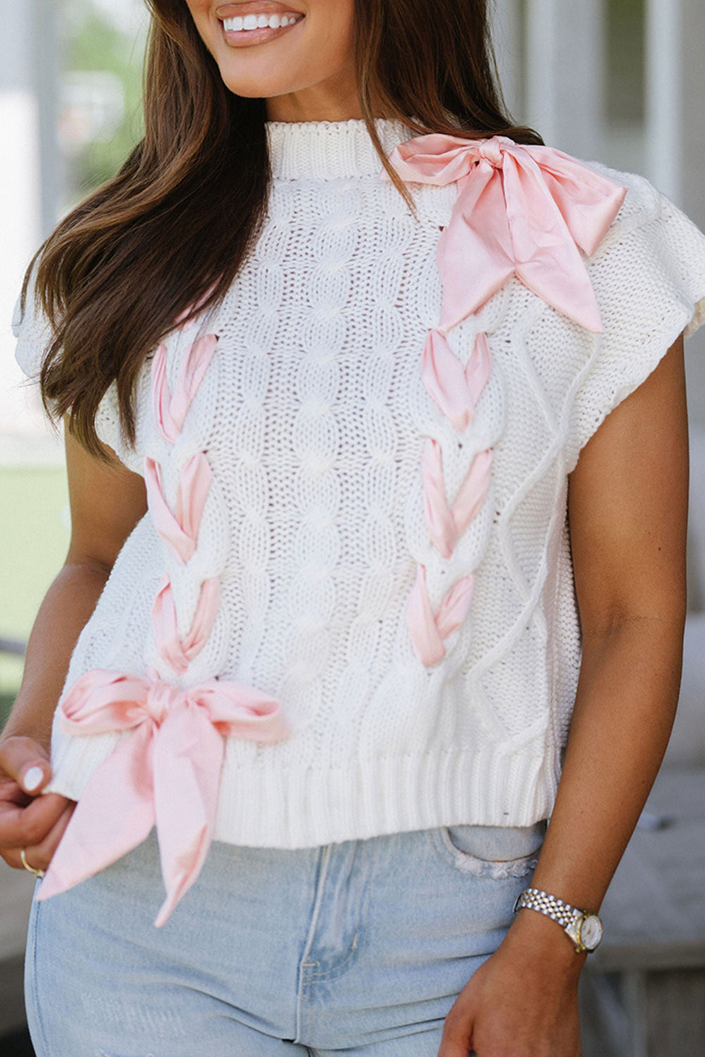 Pretty in White Cable-Knit Sweater