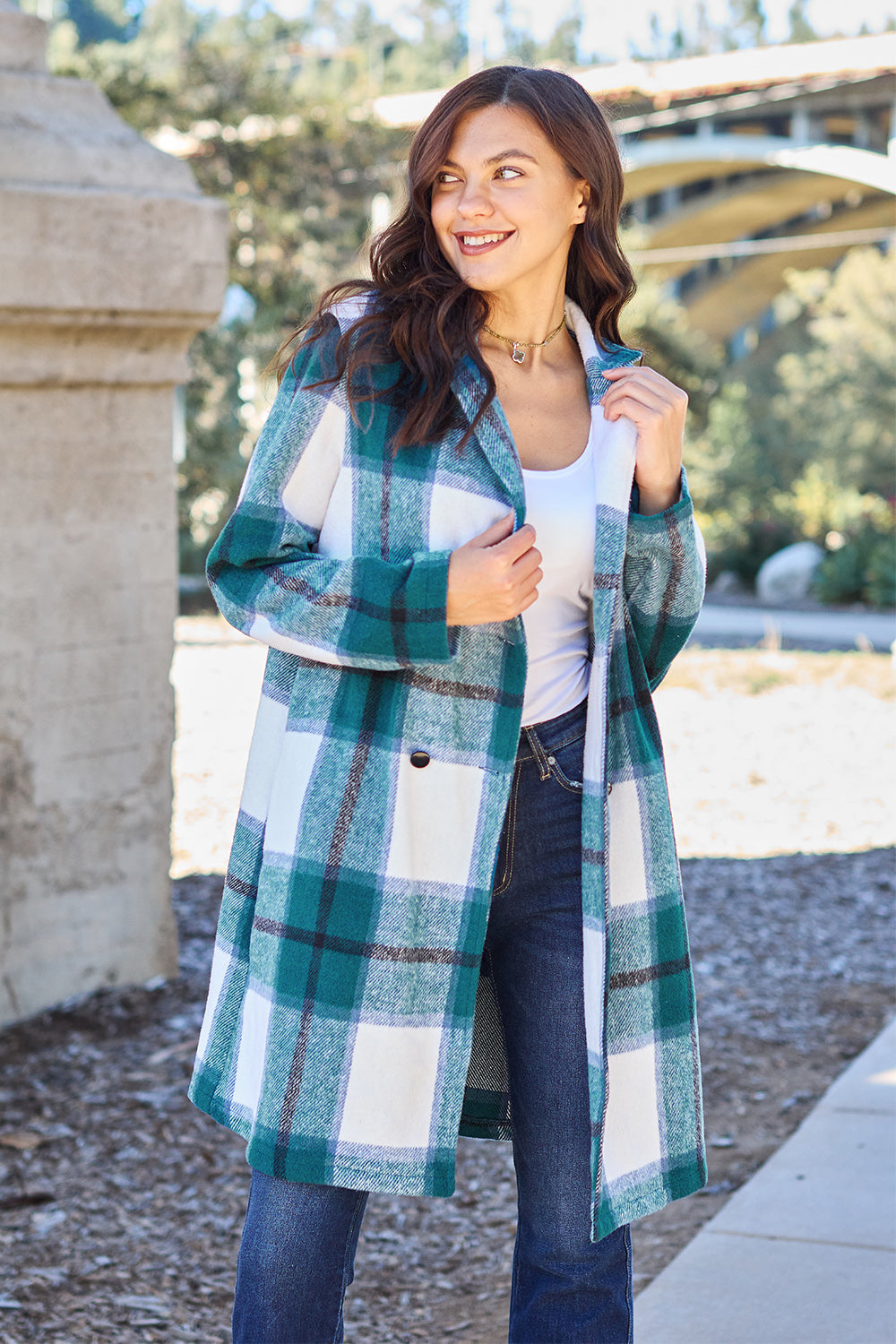 Fall-sational Plaid Button Up Lapel Collar Coat