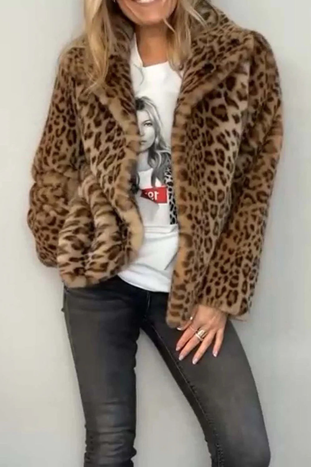 Leopard Furry Coat in Full Size Run