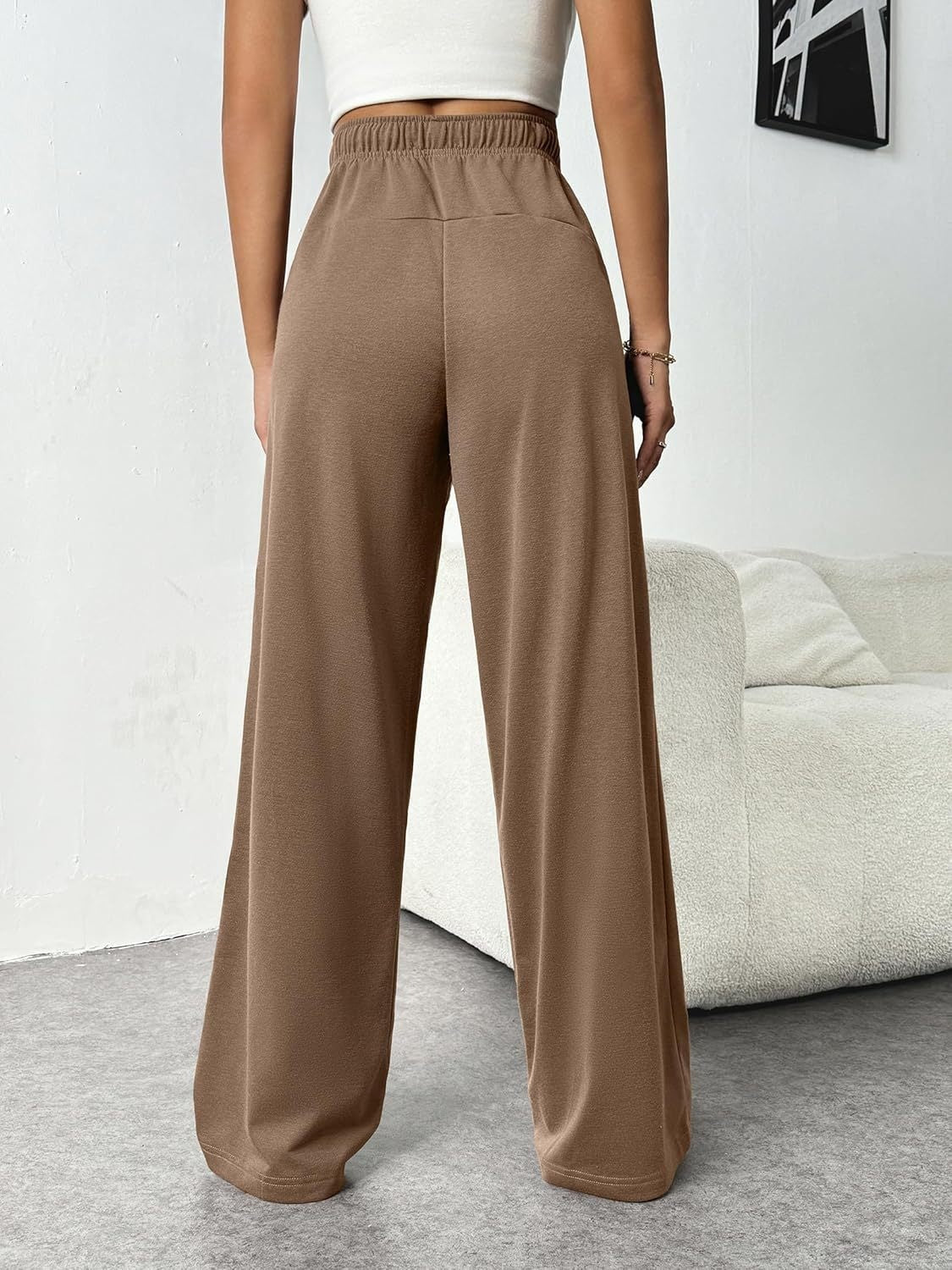 Casual Drawstring Wide Leg Pants with Pockets