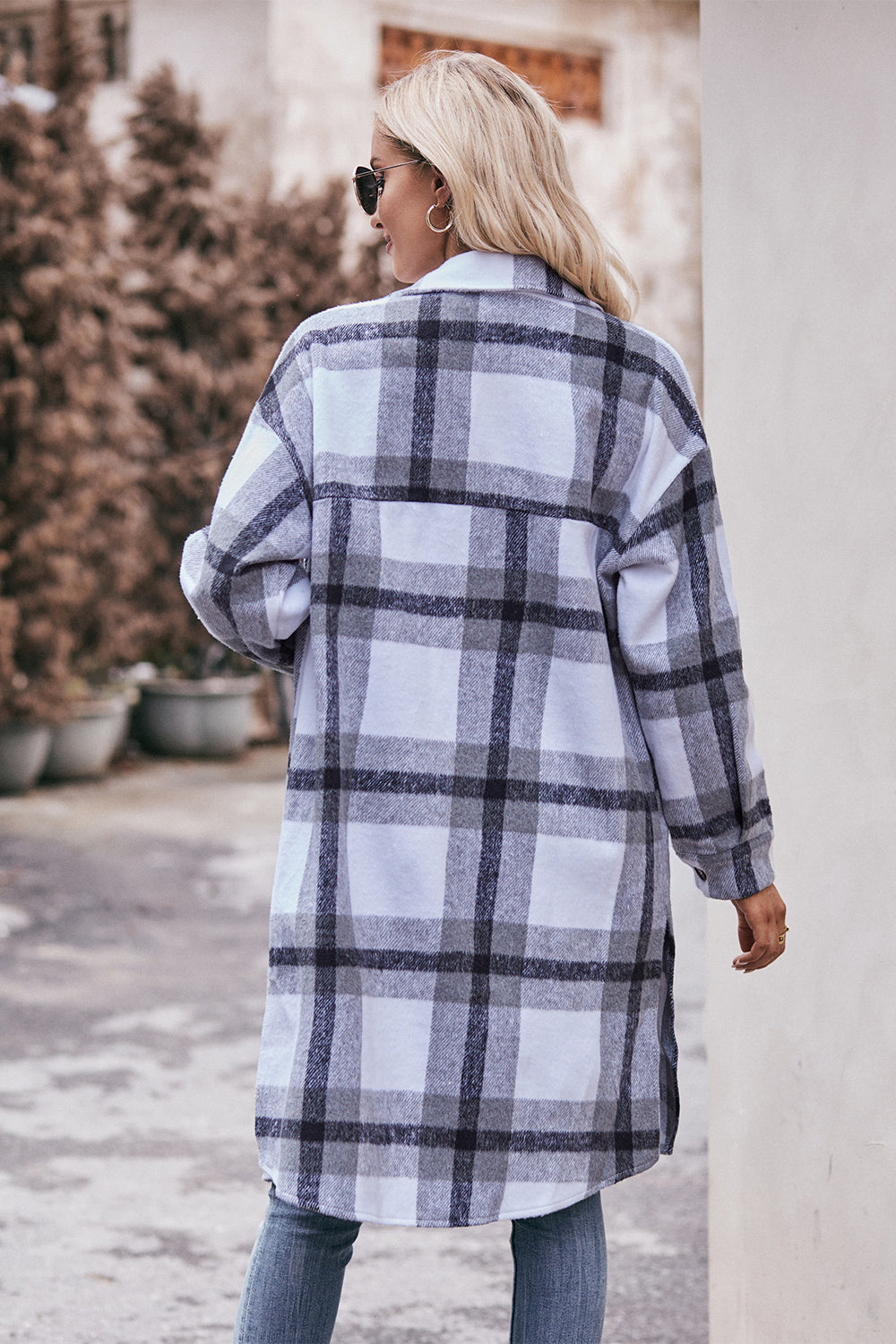 Plaid Longline Jacket