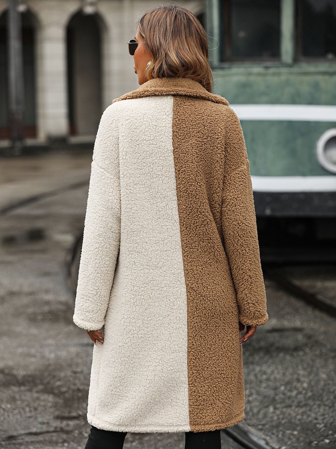 Two Shades of Color Sherpa Coat