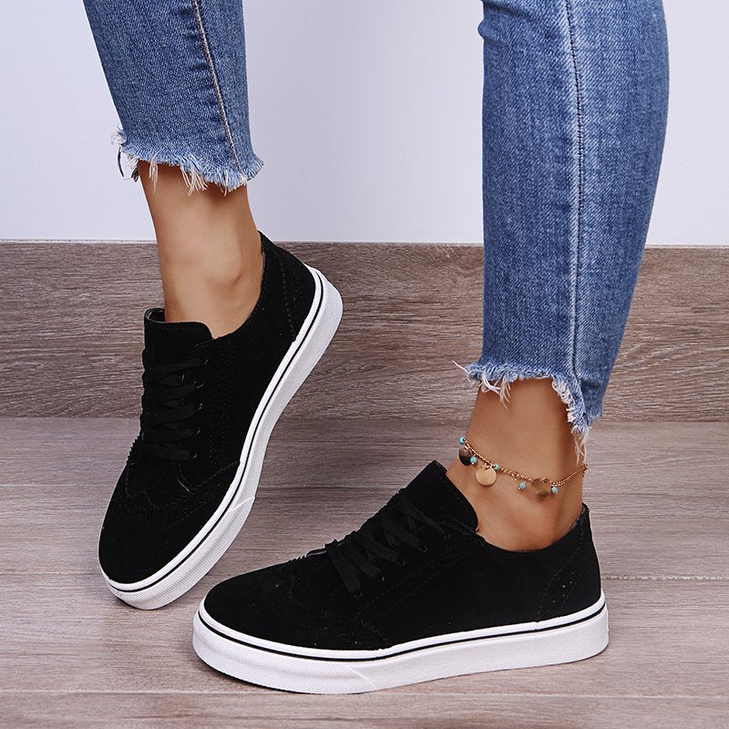 Lace-Up Suedette Sneakers