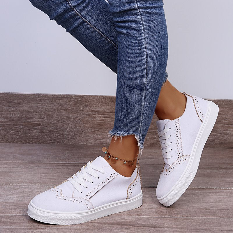 Lace-Up Suedette Sneakers