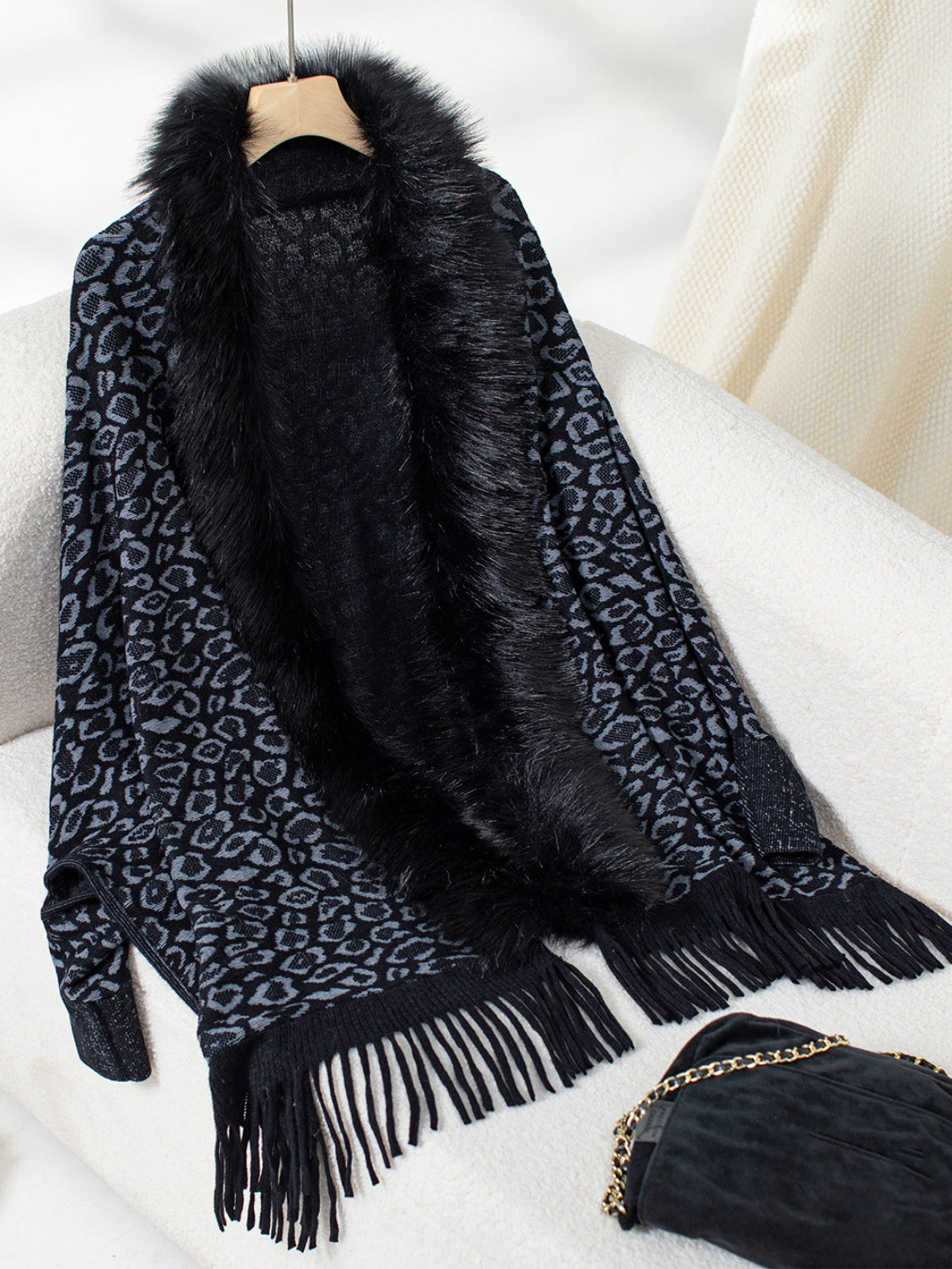 Fringe Leopard Poncho