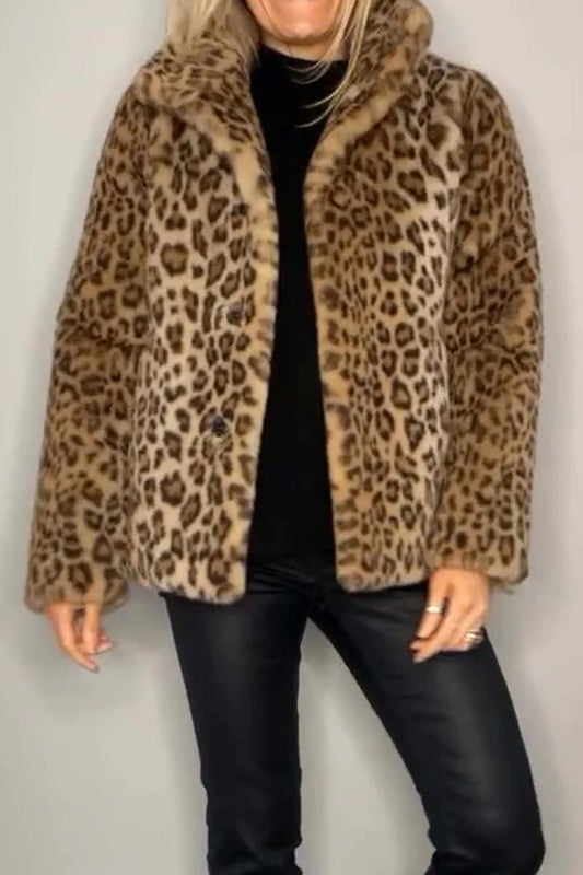 Leopard Furry Coat in Full Size Run