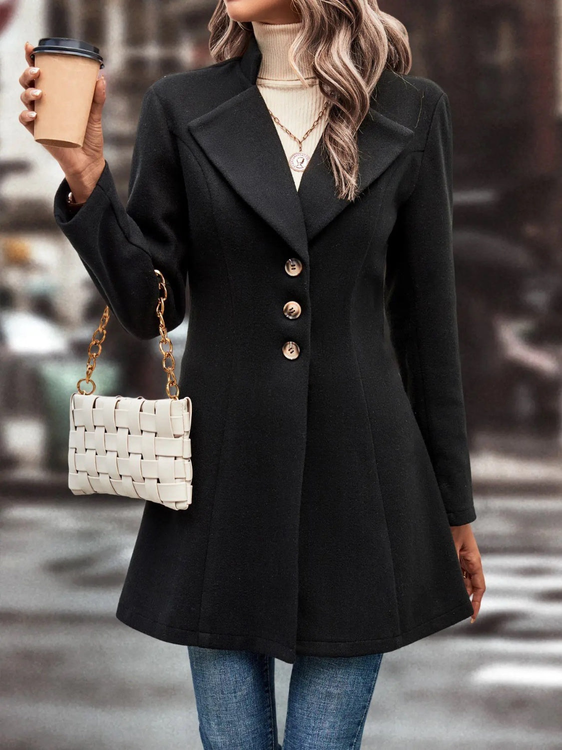 Fashionista Collared Neck Longline Coat