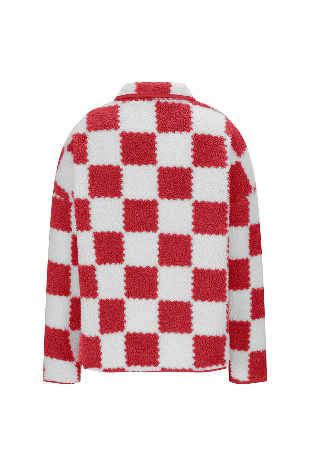 Checkered Snap Down Teddy Jacket