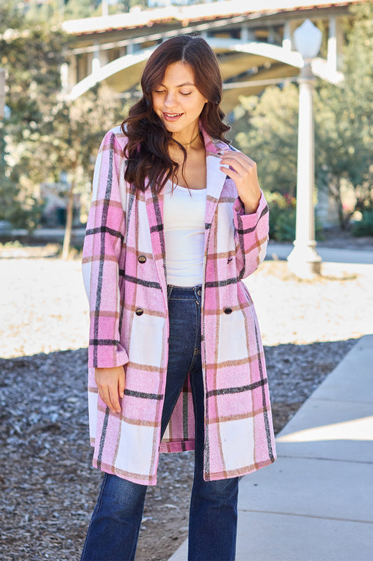 Fall-sational Plaid Button Up Lapel Collar Coat