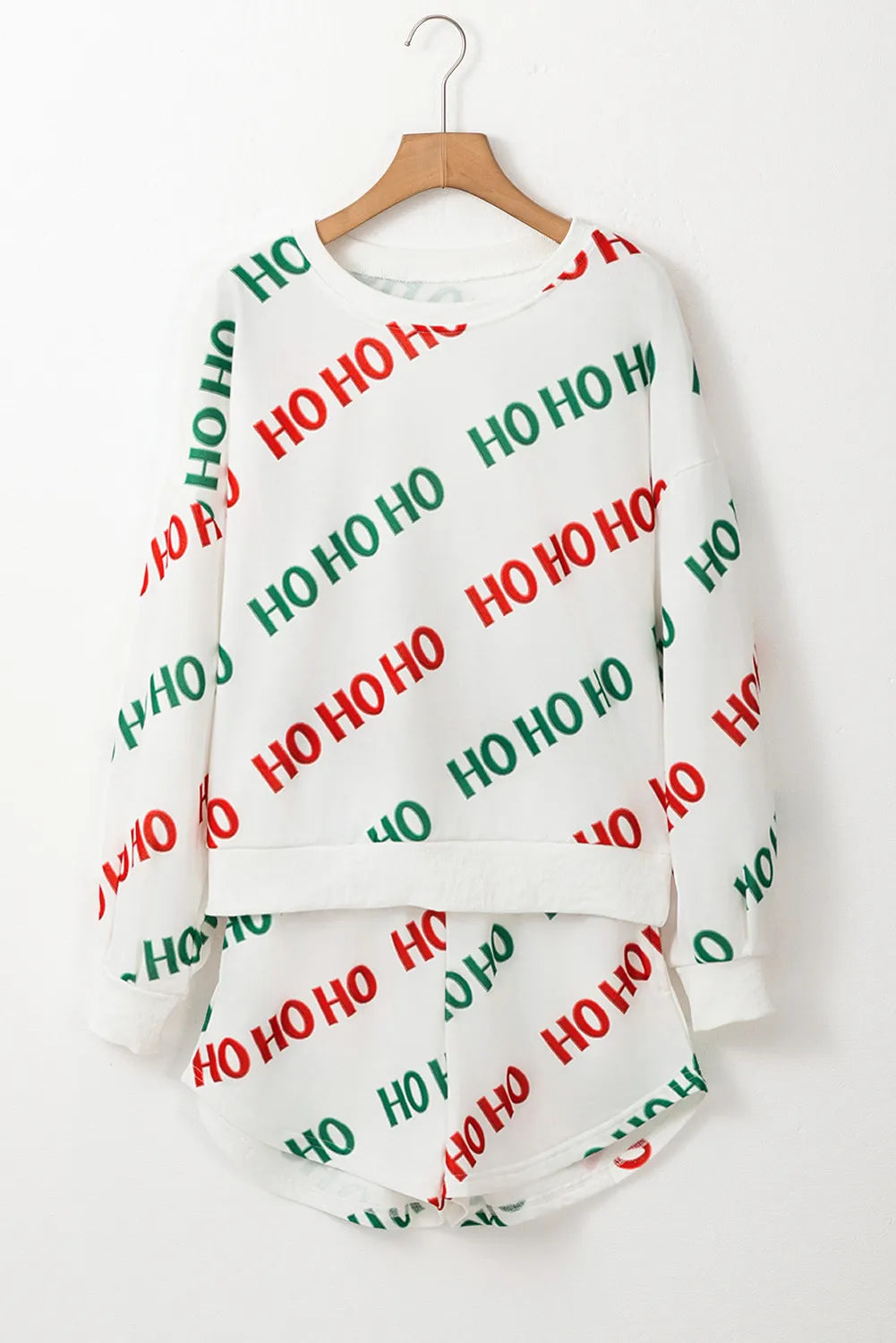 Ho! Ho! Ho! Letter Print Top and Shorts Set