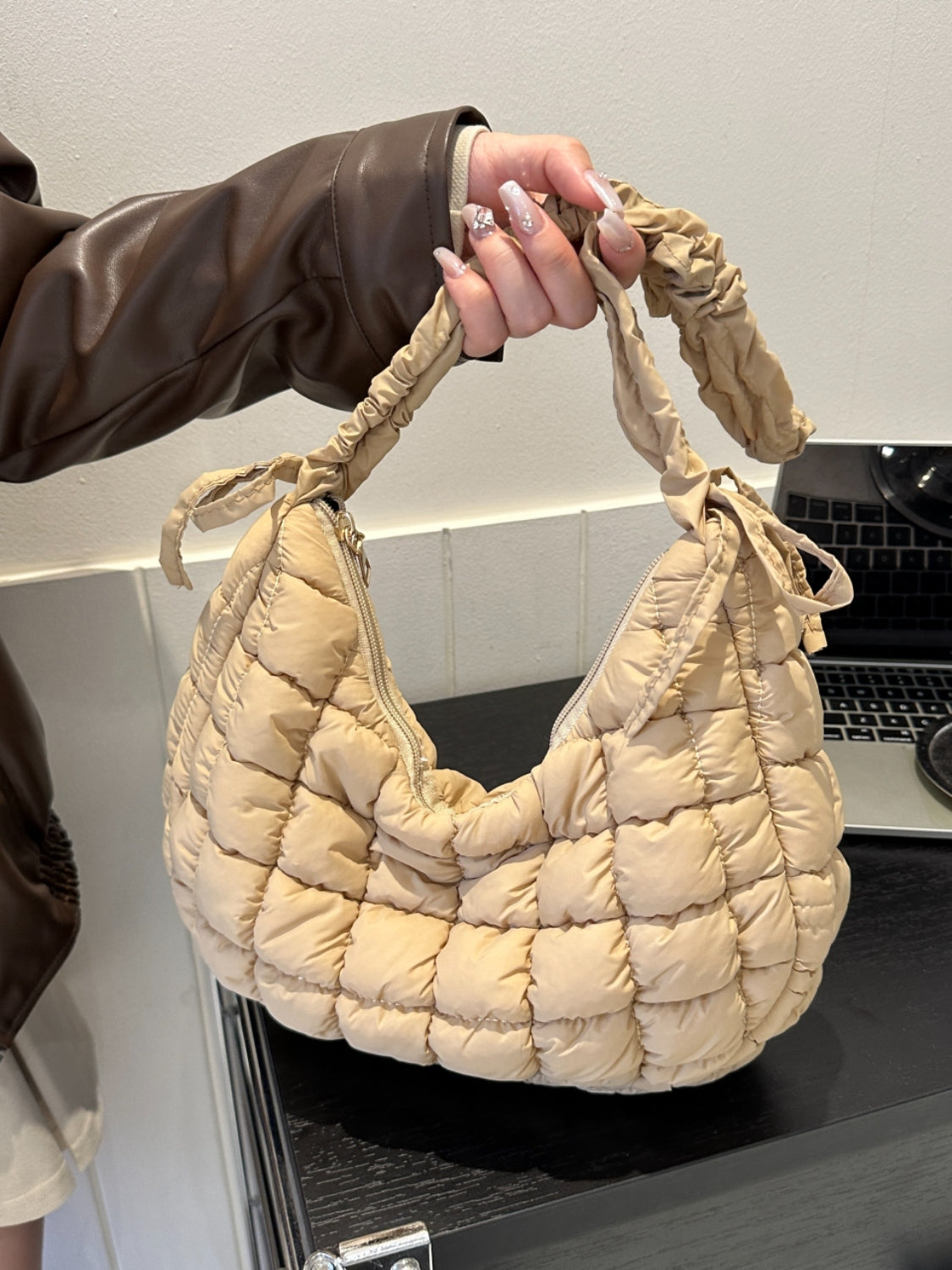 Bubble Texture Quilted Shoulder Bag