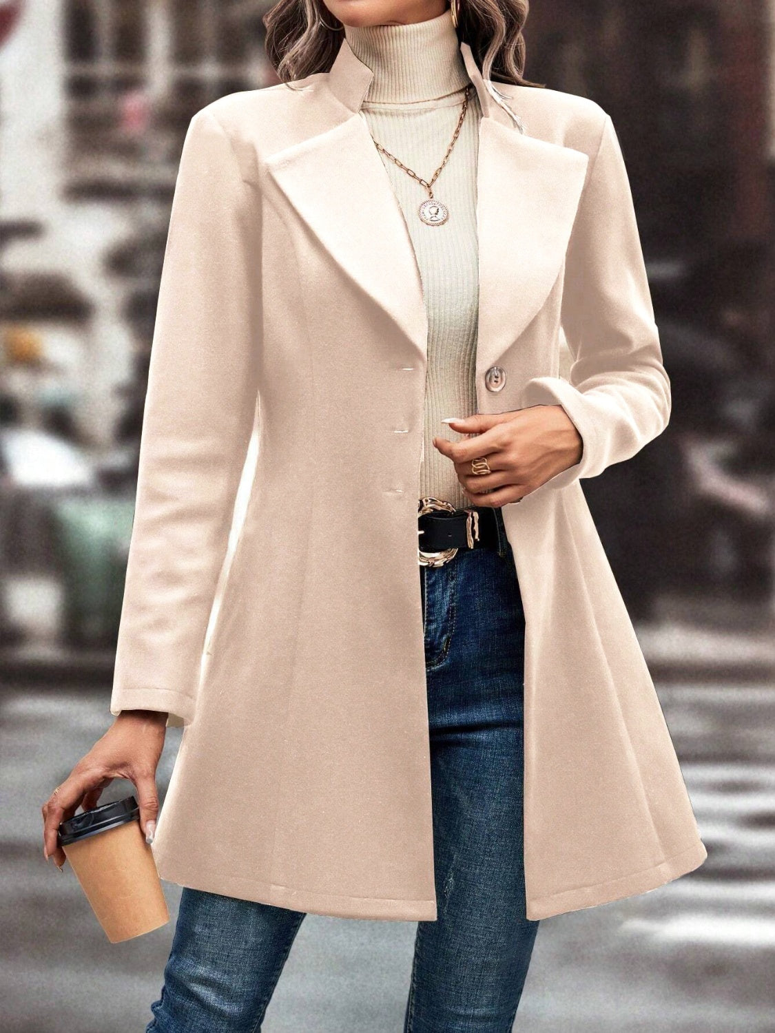 Fashionista Collared Neck Longline Coat