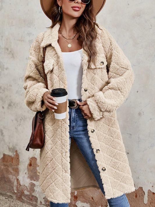 Fuzzy and Cozy Button Up Coat