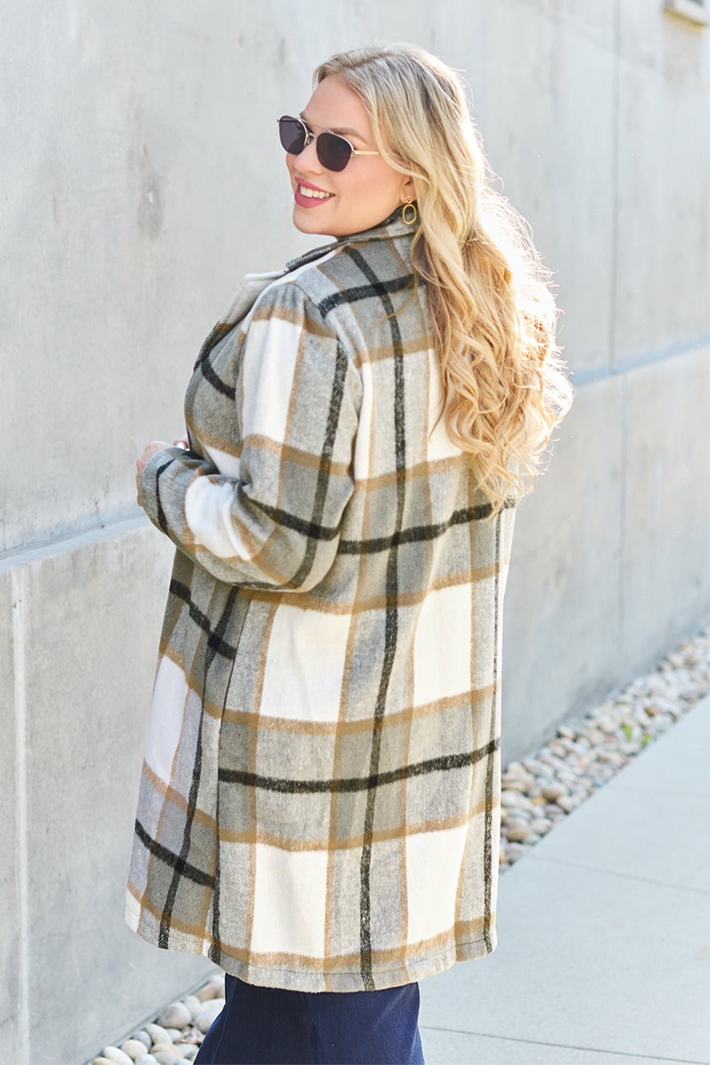 Fall-sational Plaid Button Up Lapel Collar Coat