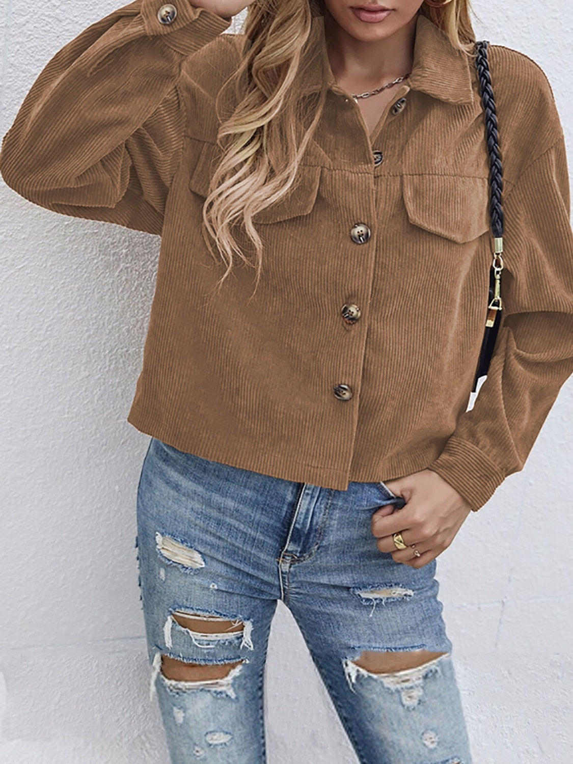 Cropped Button Up Jacket