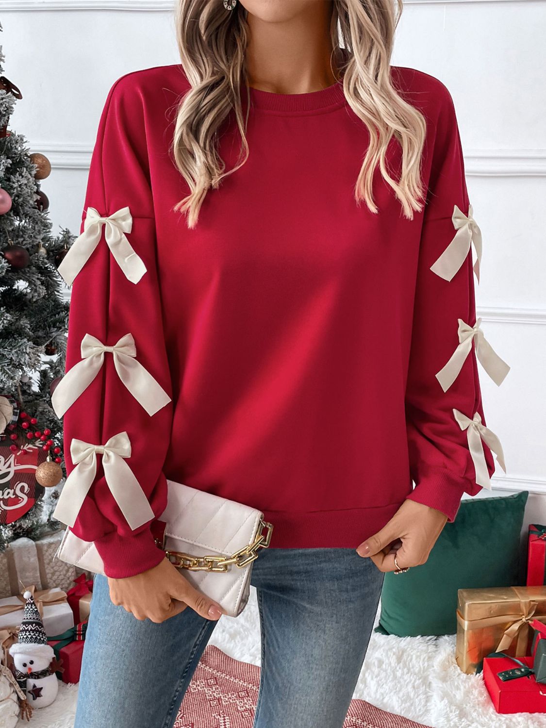 Fancy Red Bow Sweatshirt