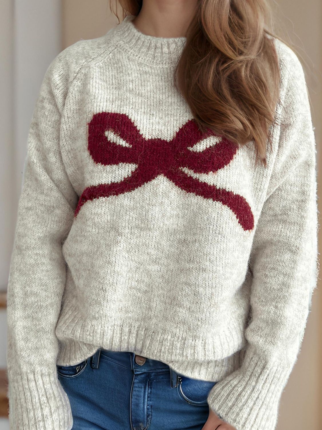 Cutesy Bow Long Sleeve Sweater