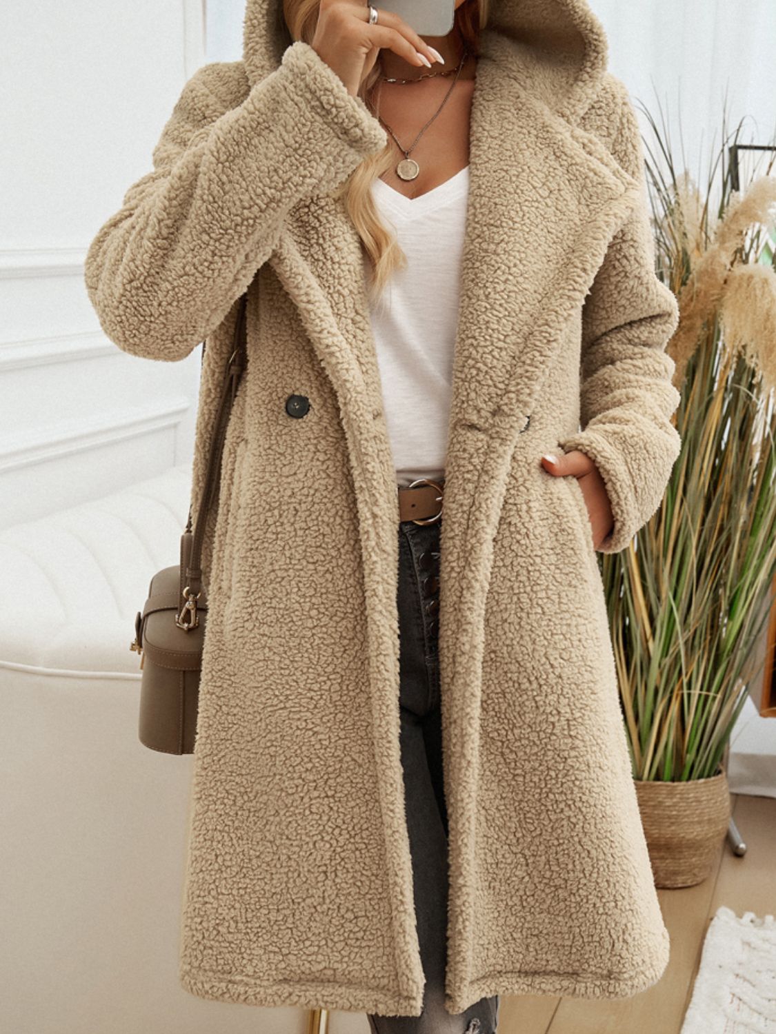 Soft and Fuzzy Pocketed Hooded Teddy Coat