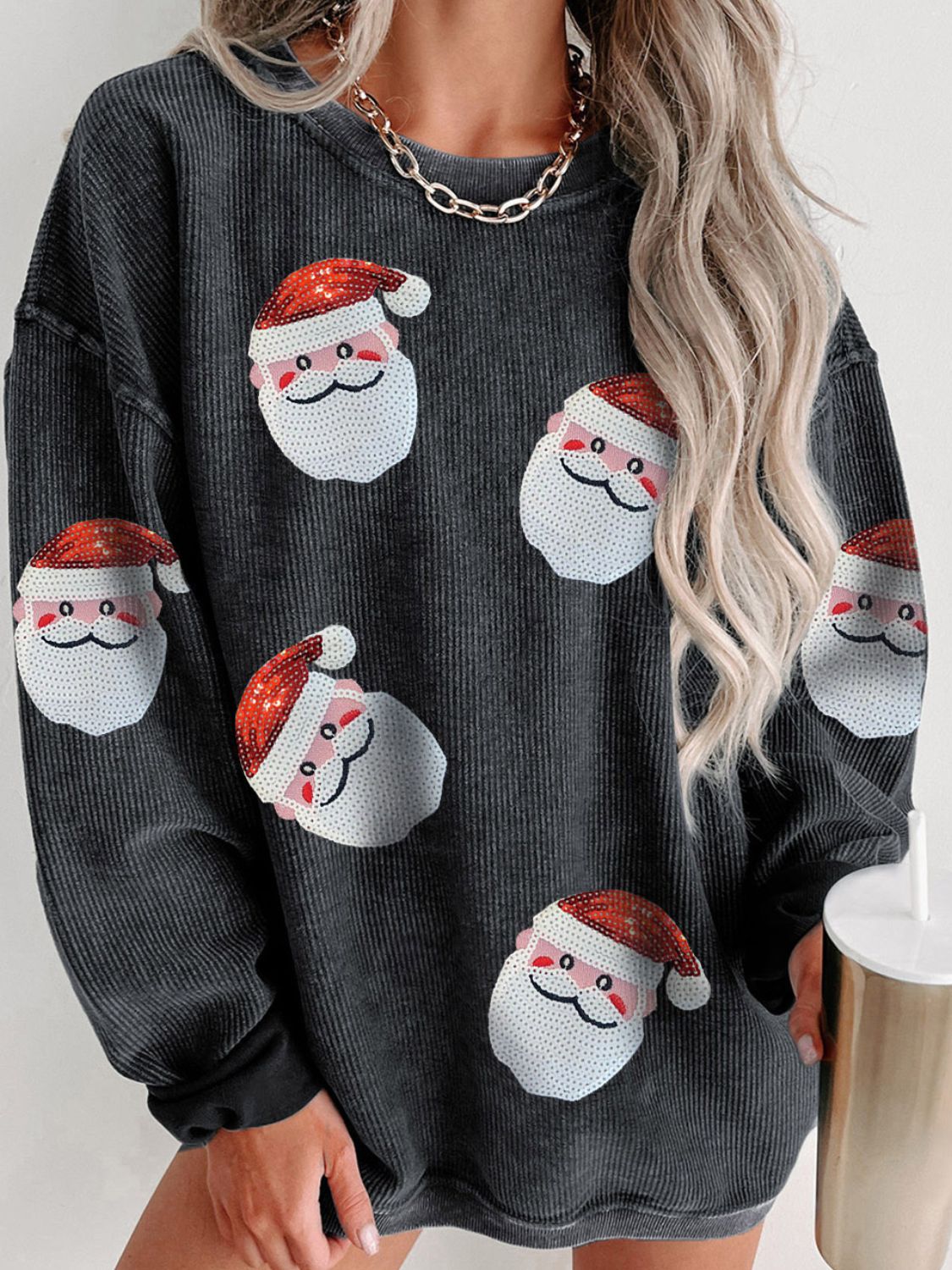 Here Comes Santa Claus Sequin Sweatshirt